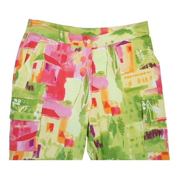 CATHERINE STEWART ~ Cropped Capri Pants ~ Sz 12‎ ~ Colorful Flowers Made in USA - Picture 2 of 5